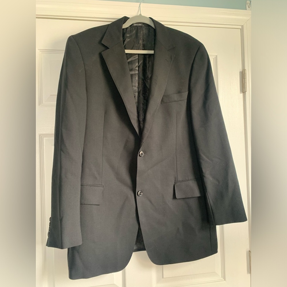 Hugo Boss for Saks Fifth Avenue Men’s Blazer Jacket 46L Black 100% Wool (flaw)
